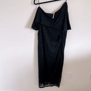 Asos curve black lace off shoulder dress